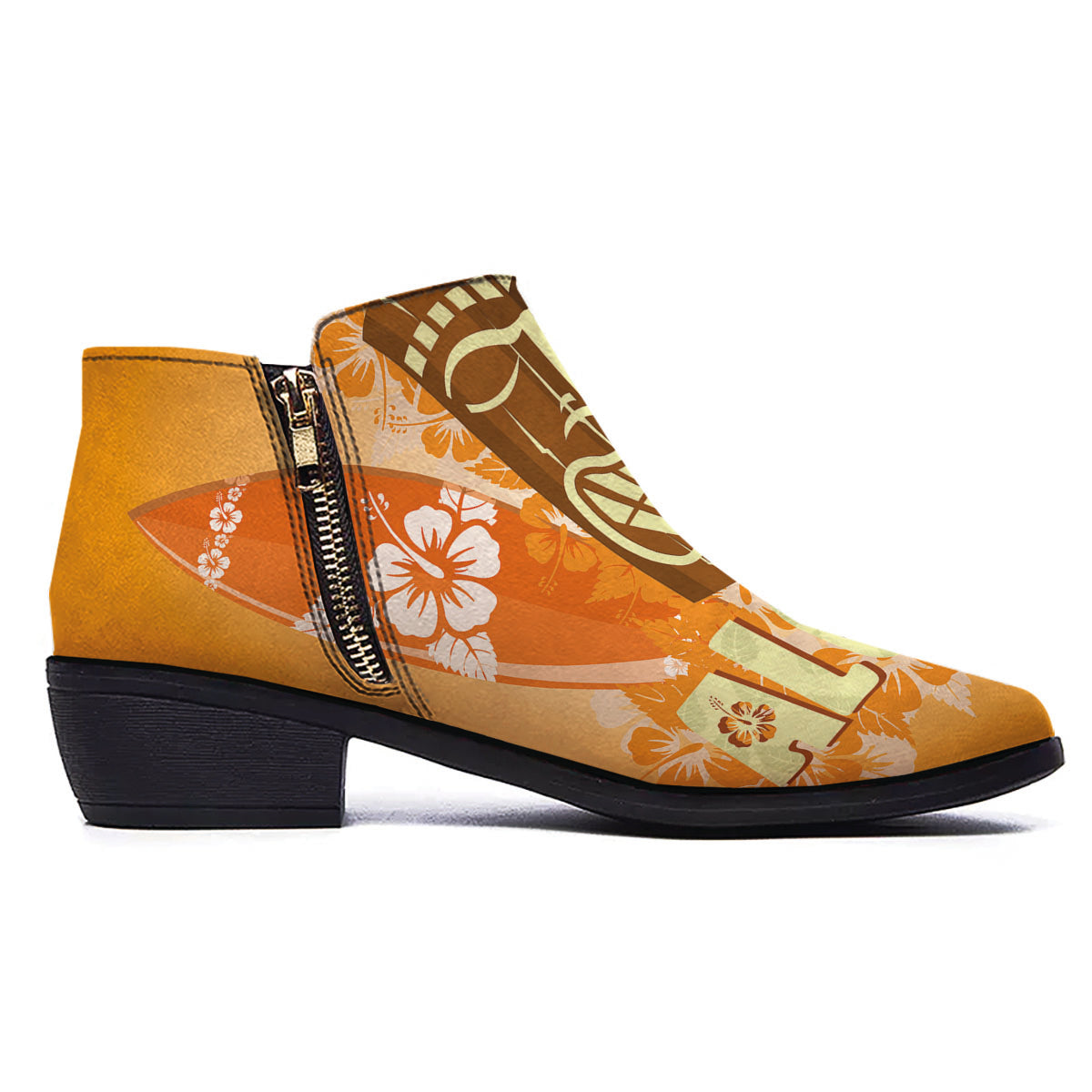 Tiki Aloha Print Ankle Boots-grizzshop