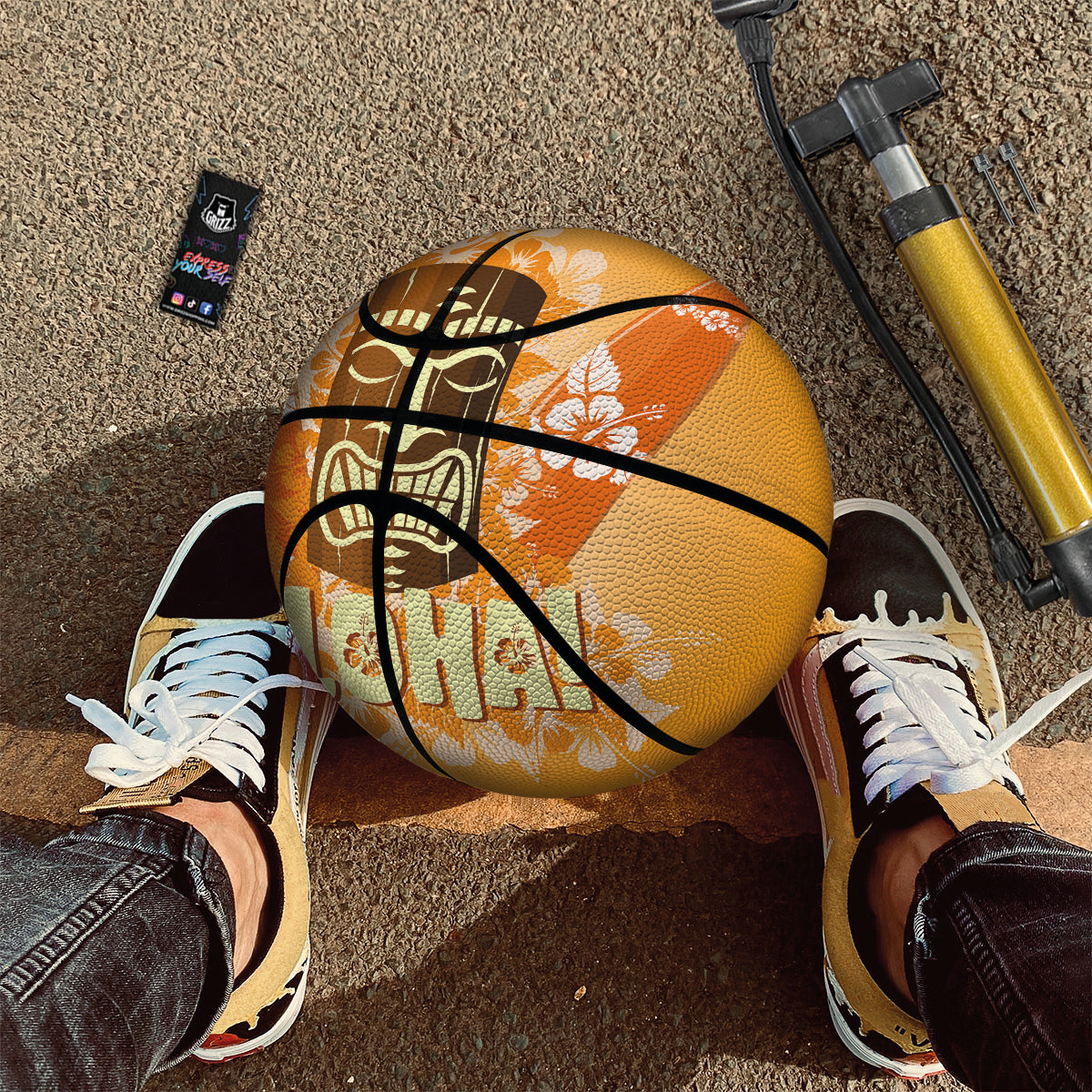 Tiki Aloha Print Basketball-grizzshop