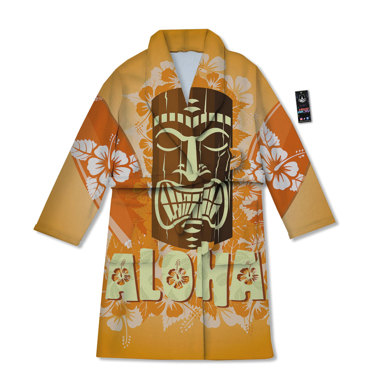 Tiki Aloha Print Bathrobe-grizzshop