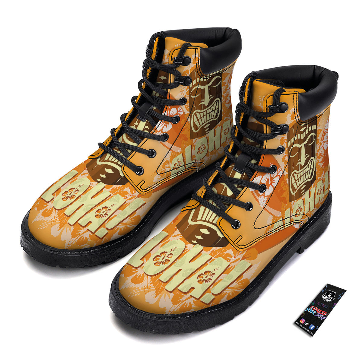 Tiki Aloha Print Boots-grizzshop