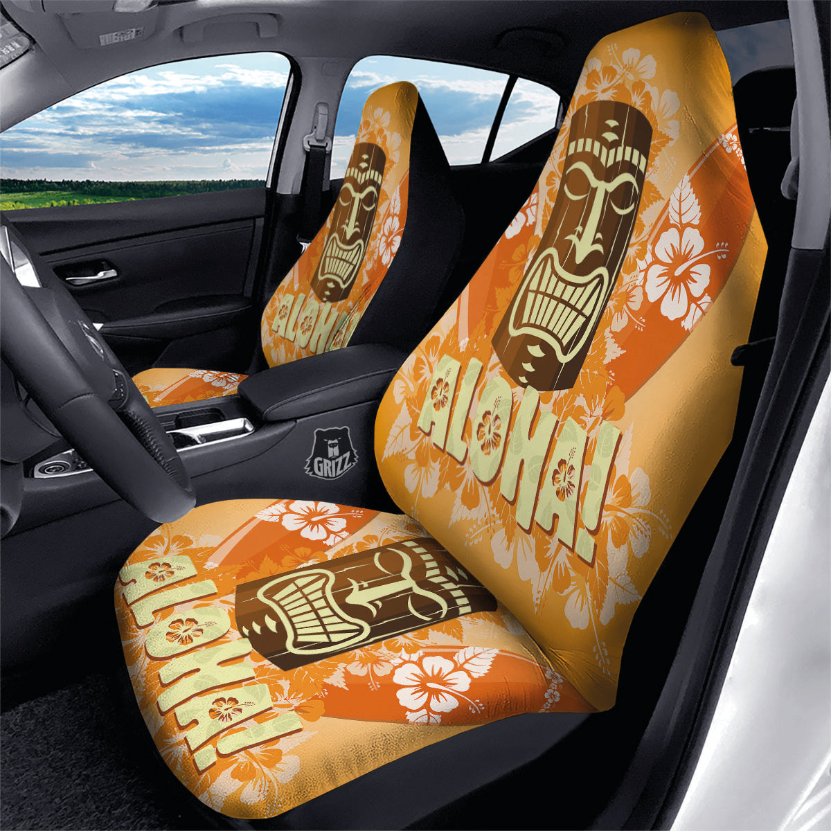 Tiki Aloha Print Car Seat Covers-grizzshop