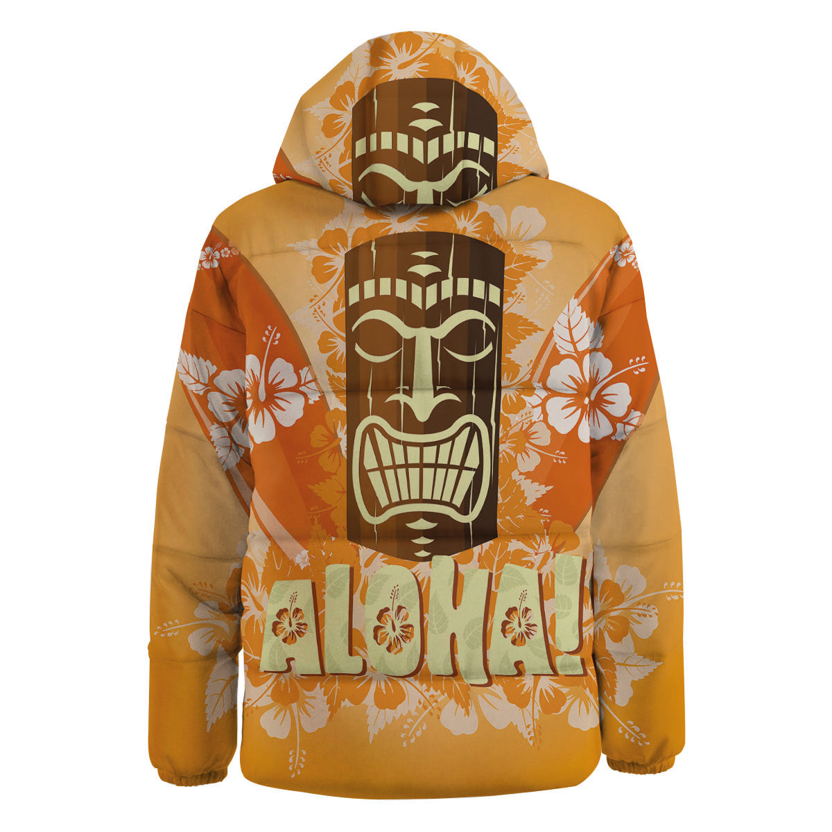 Tiki Aloha Print Down Jacket-grizzshop