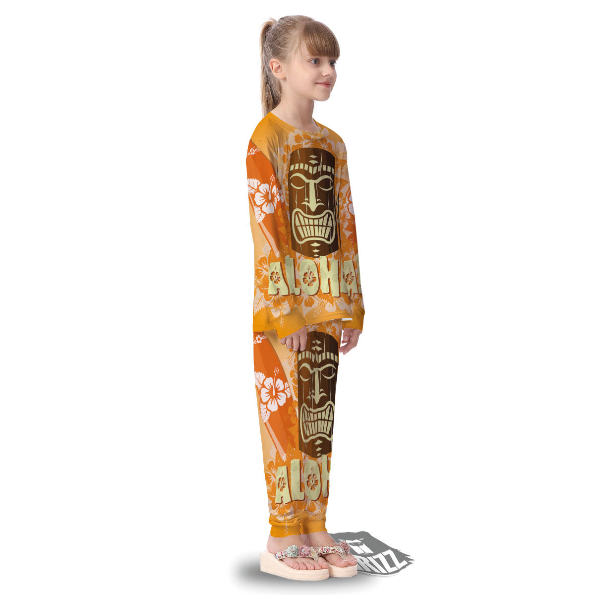 Tiki Aloha Print Kid's Pajamas-grizzshop
