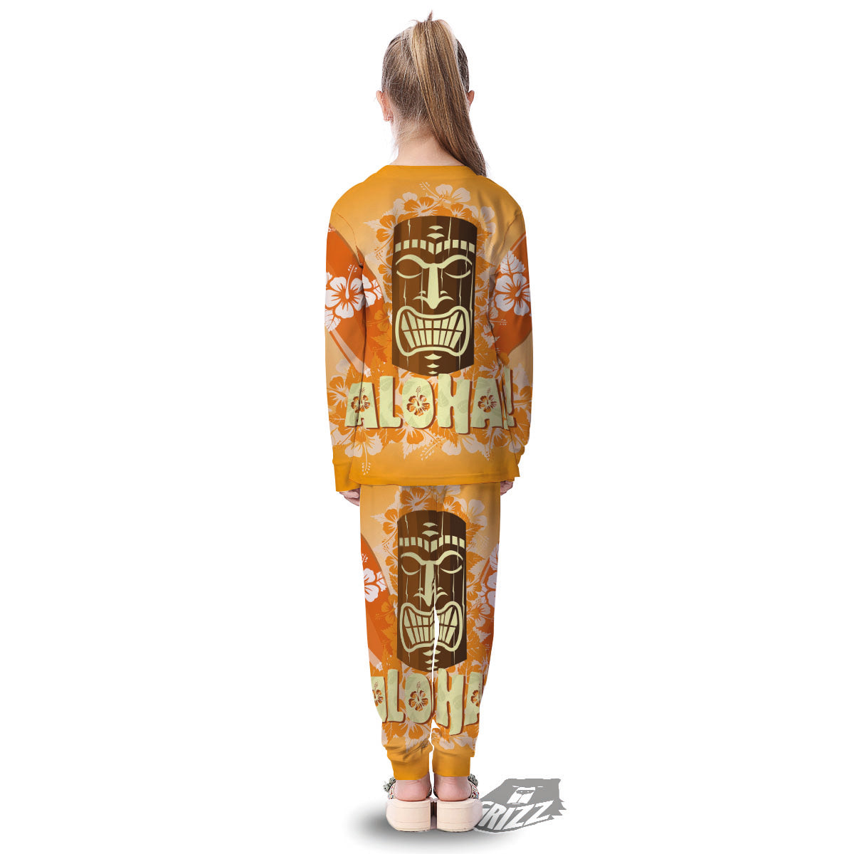 Tiki Aloha Print Kid's Pajamas-grizzshop