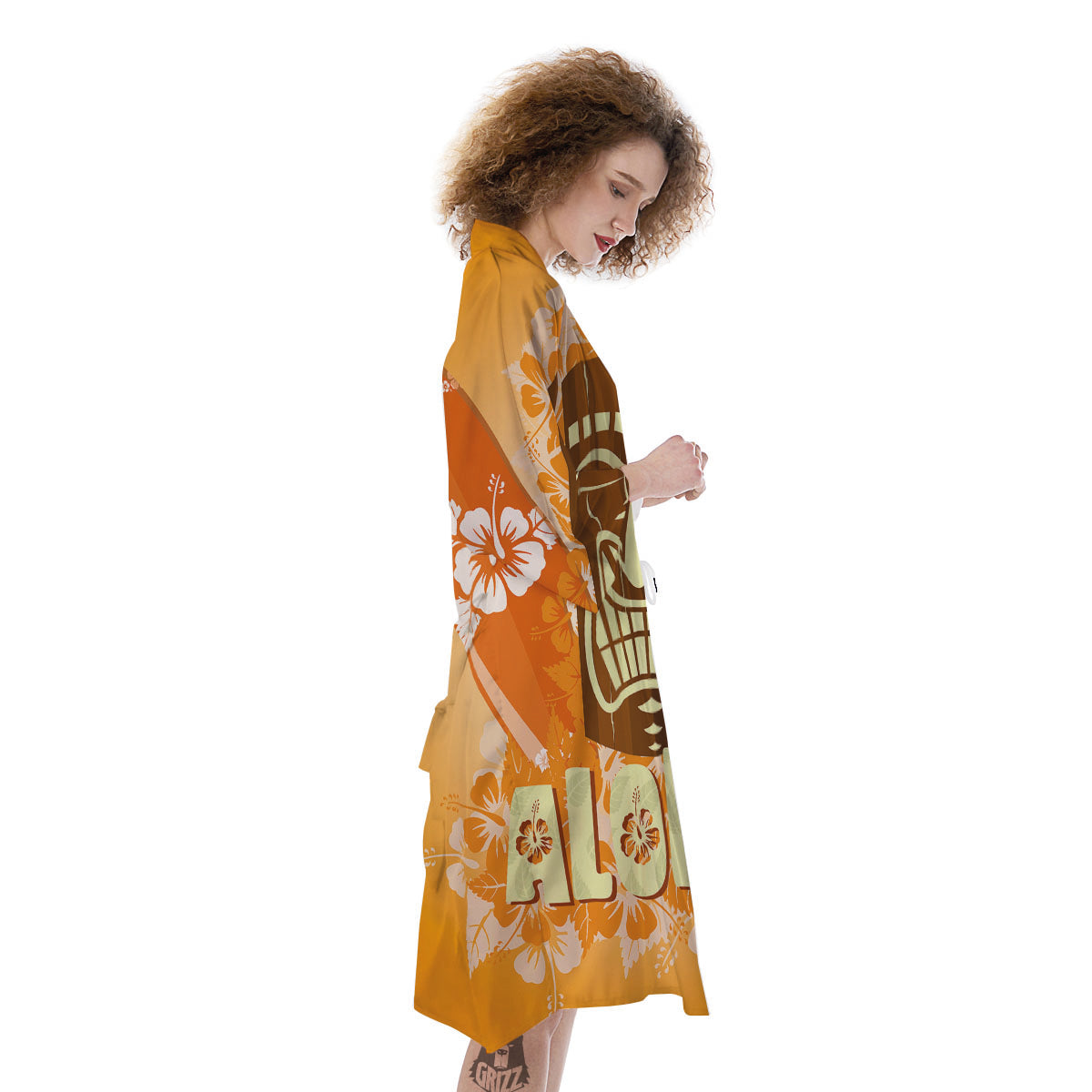 Tiki Aloha Print Kimono-grizzshop