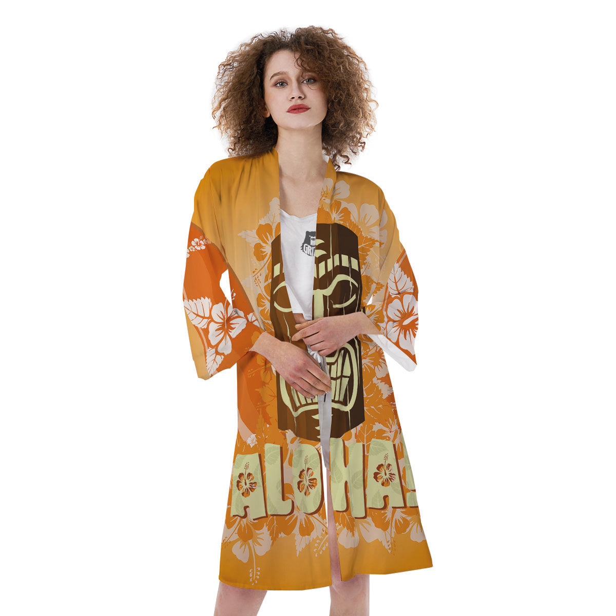 Tiki Aloha Print Kimono-grizzshop