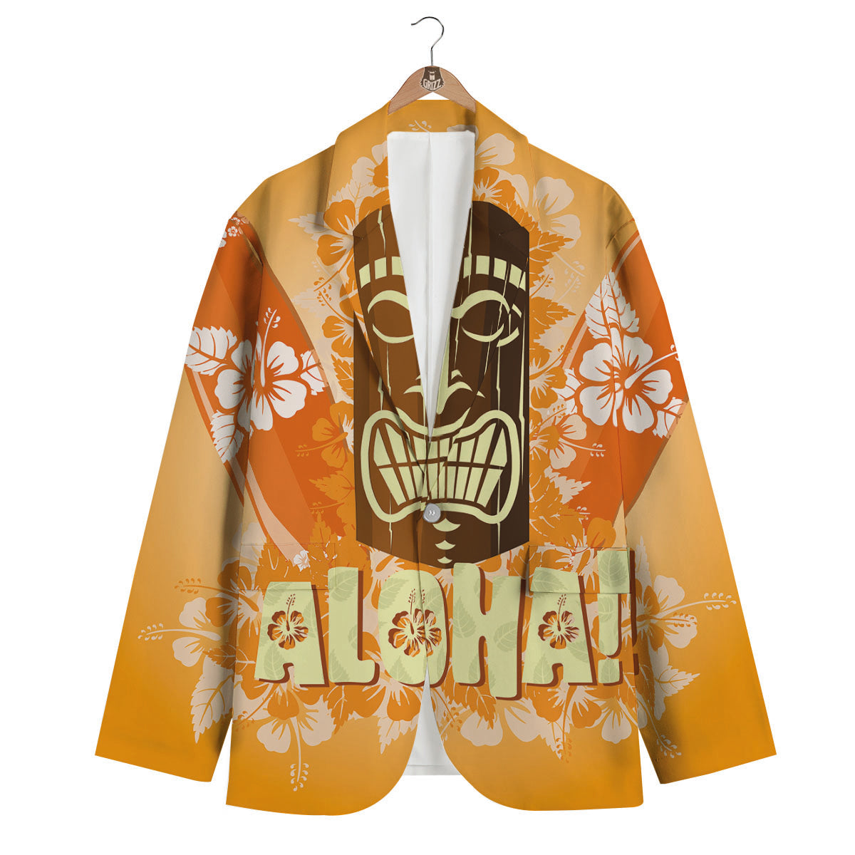Tiki Aloha Print Men's Blazer-grizzshop