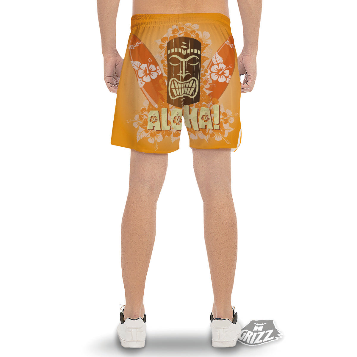 Tiki Aloha Print Men's Gym Shorts-grizzshop