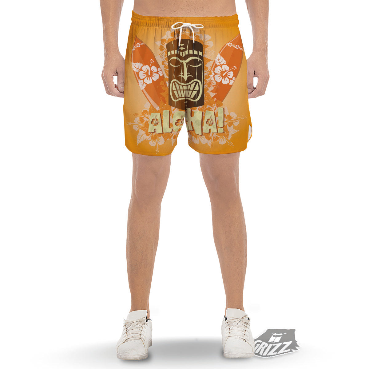 Tiki Aloha Print Men's Gym Shorts-grizzshop
