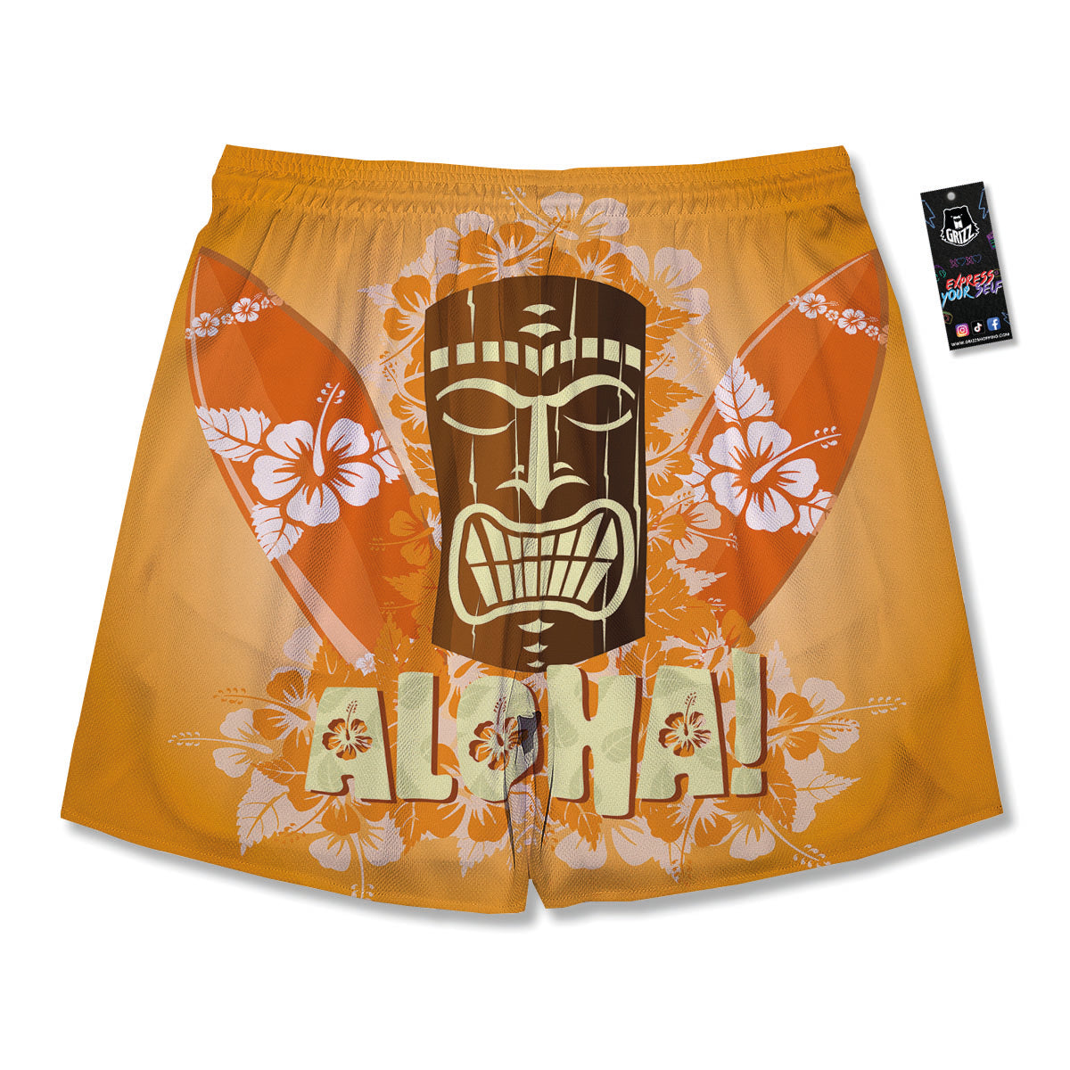 Tiki Aloha Print Men's Running Shorts-grizzshop