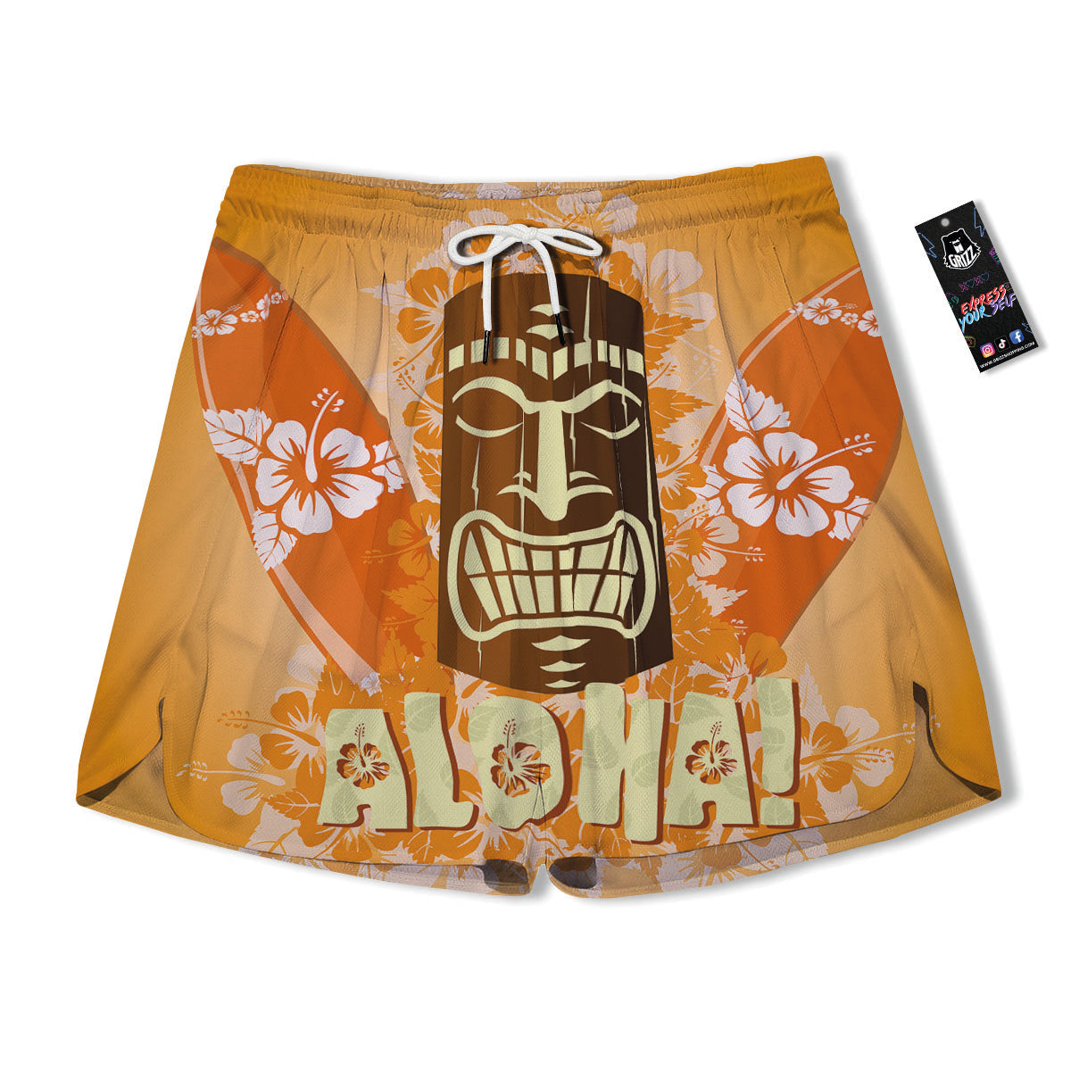 Tiki Aloha Print Men's Running Shorts-grizzshop