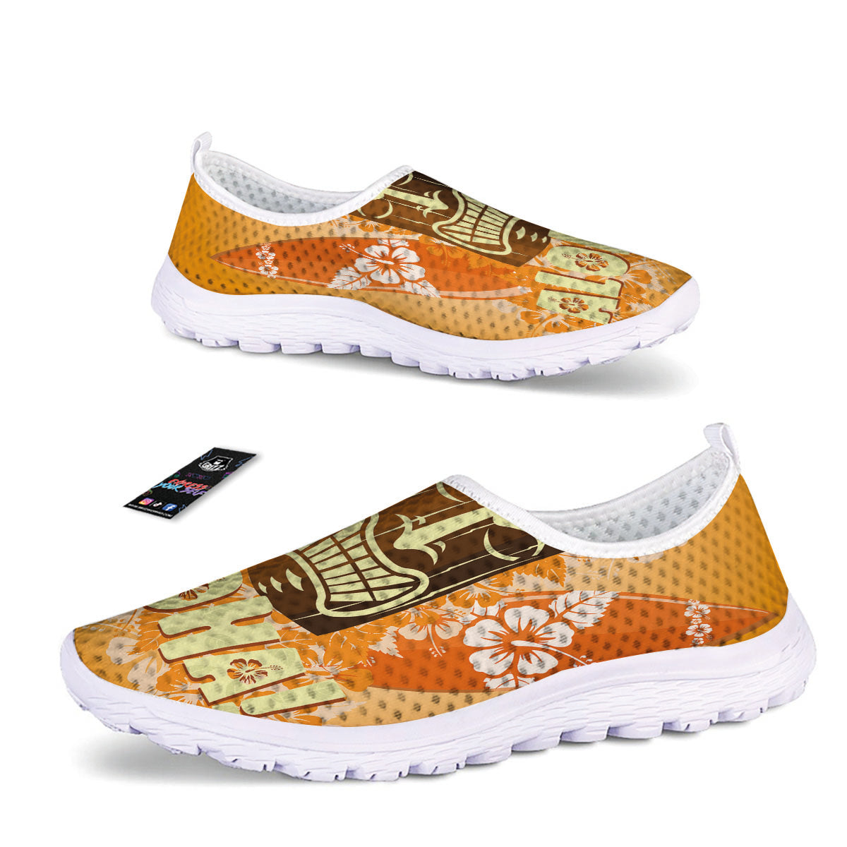 Tiki Aloha Print Nurse Shoes-grizzshop