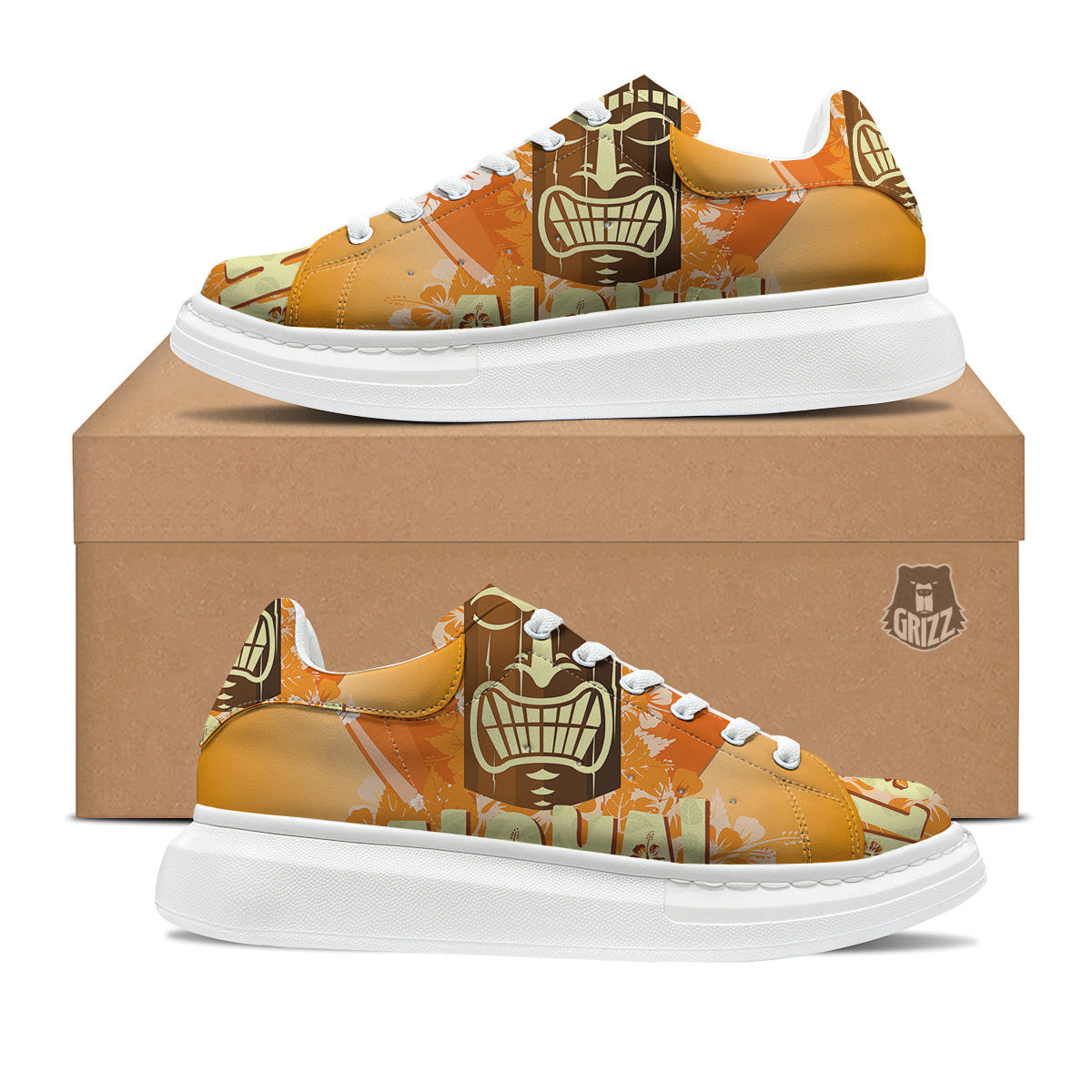 Tiki Aloha Print Platform Shoes-grizzshop