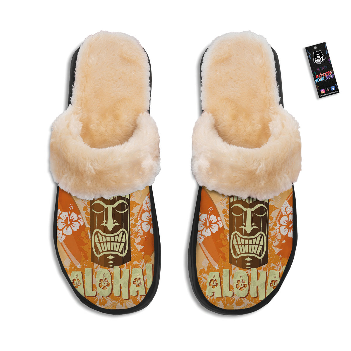 Tiki Aloha Print Slippers-grizzshop