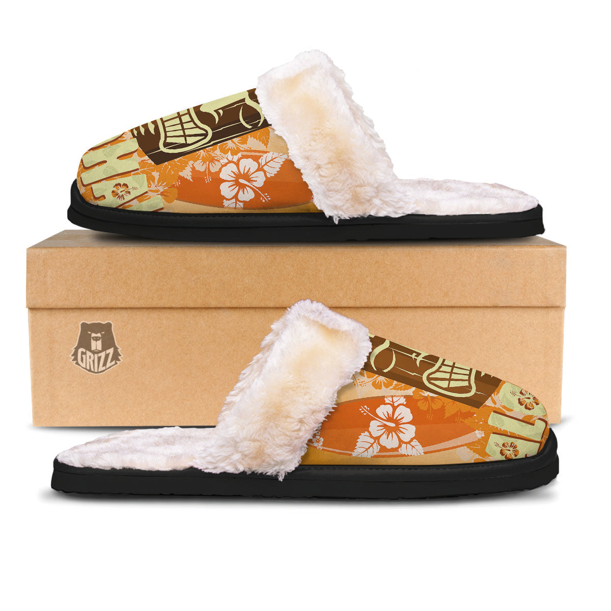 Tiki Aloha Print Slippers-grizzshop