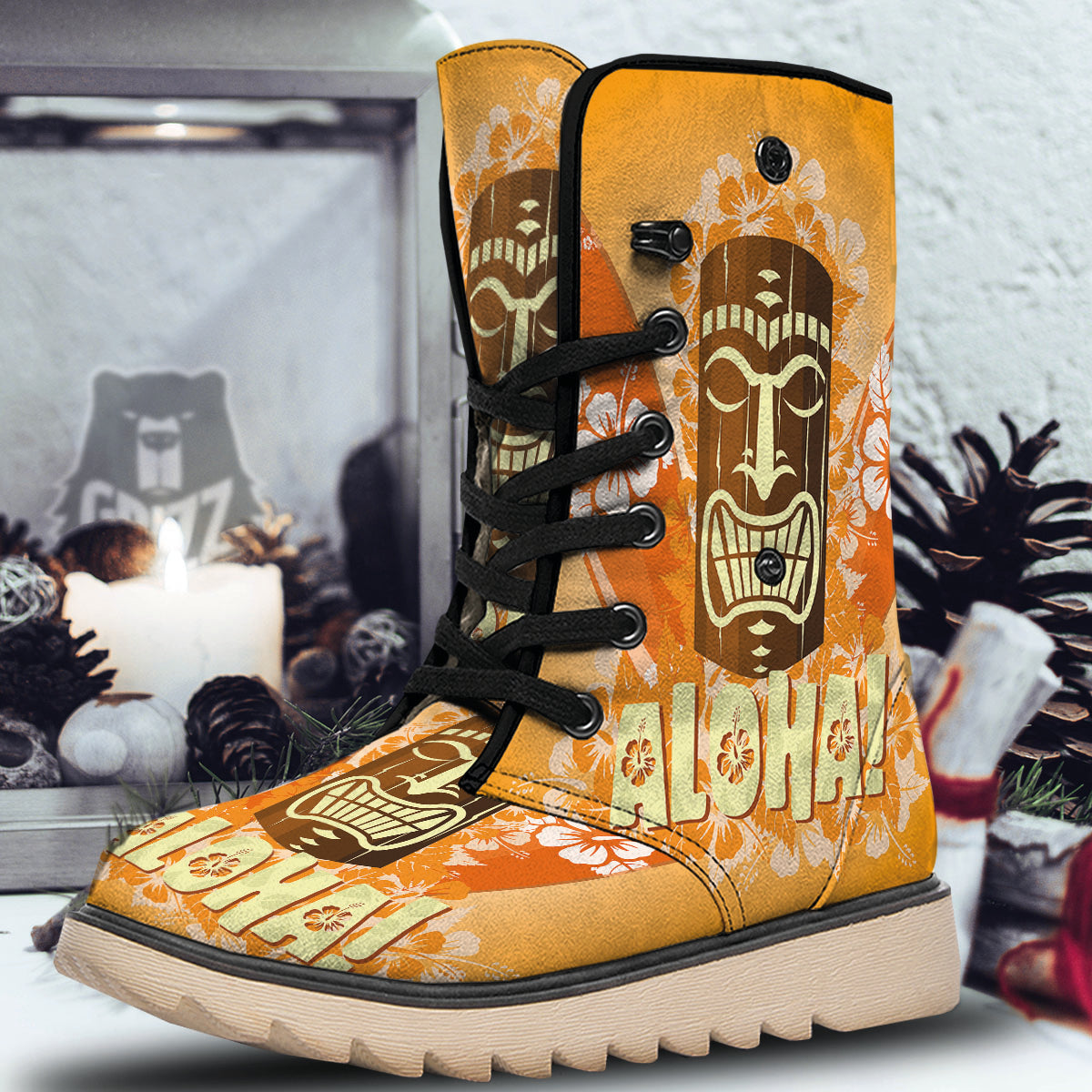 Tiki Aloha Print Snow Boots-grizzshop