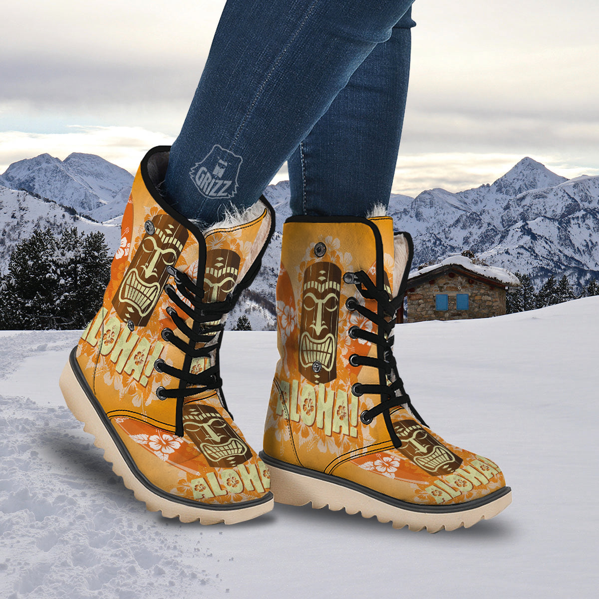 Tiki Aloha Print Snow Boots-grizzshop