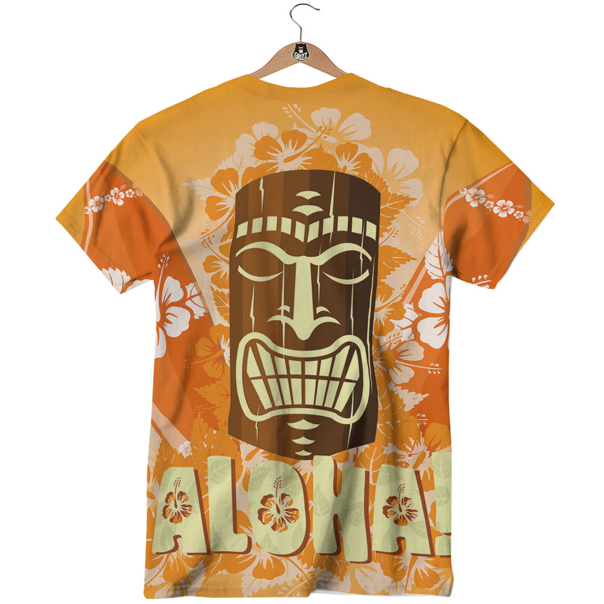 Tiki Aloha Print T-Shirt-grizzshop
