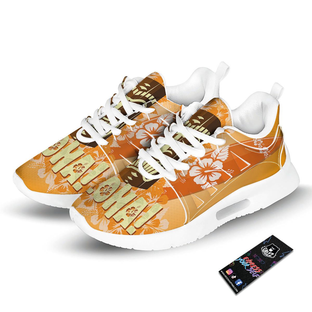 Tiki Aloha Print Tennis Shoes-grizzshop