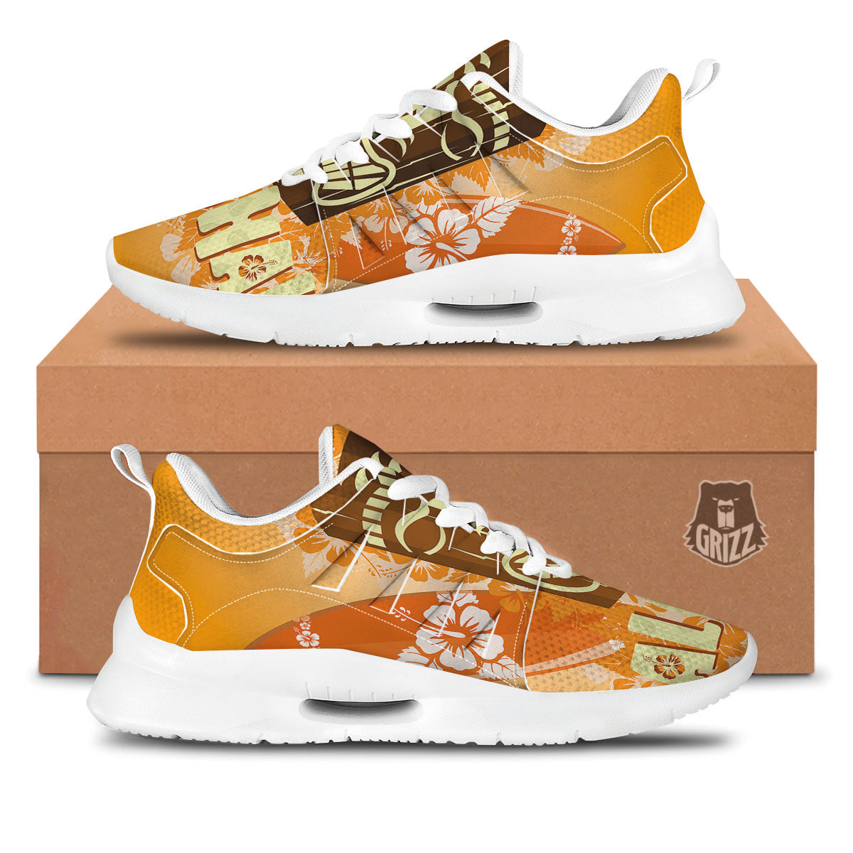 Tiki Aloha Print Tennis Shoes-grizzshop