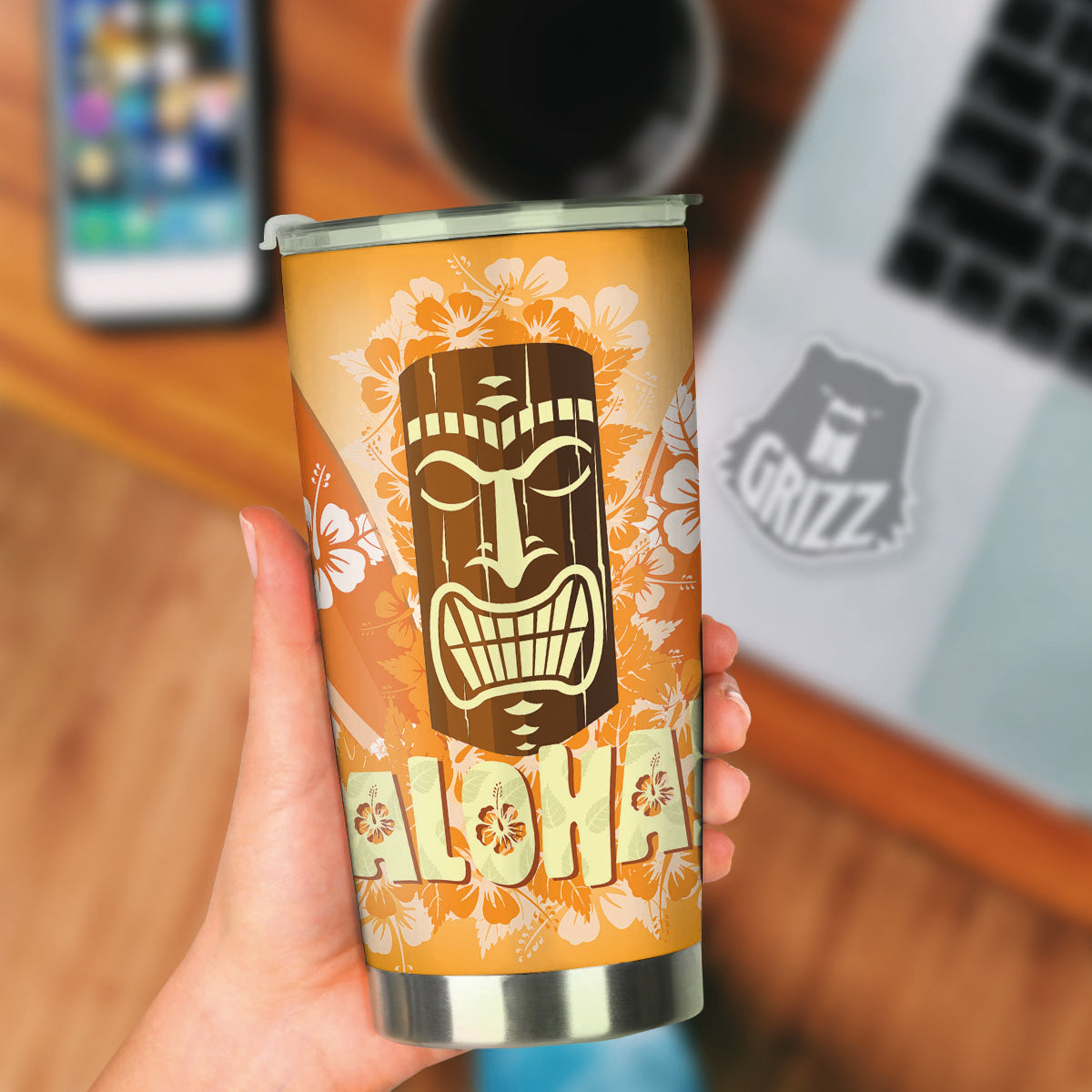 Tiki Aloha Print Tumbler-grizzshop