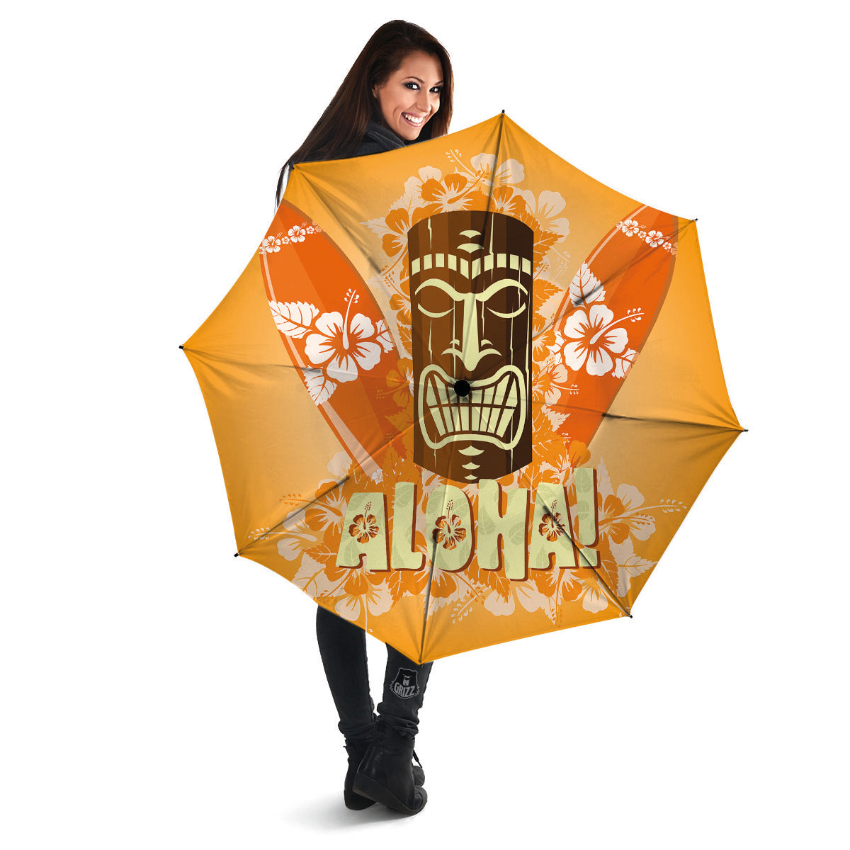 Tiki Aloha Print Umbrella-grizzshop