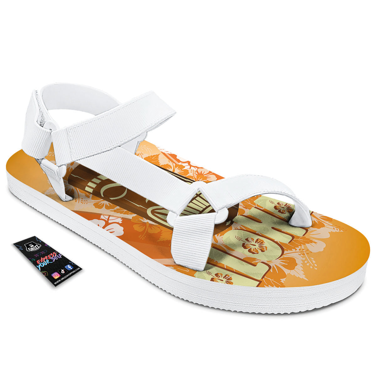 Tiki Aloha Print White Open Toe Sandals-grizzshop
