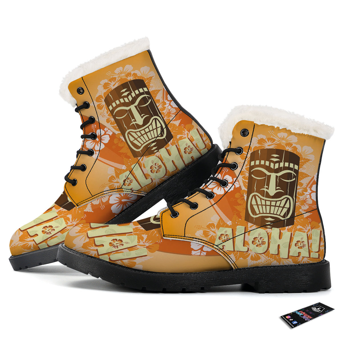 Tiki Aloha Print Winter Boots-grizzshop