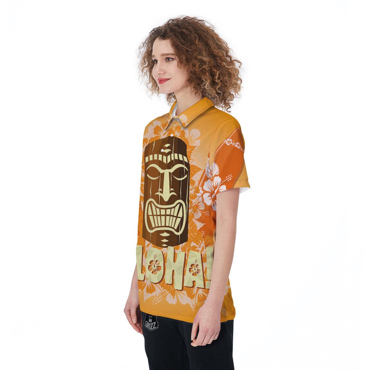 Tiki Aloha Print Women's Golf Shirts-grizzshop