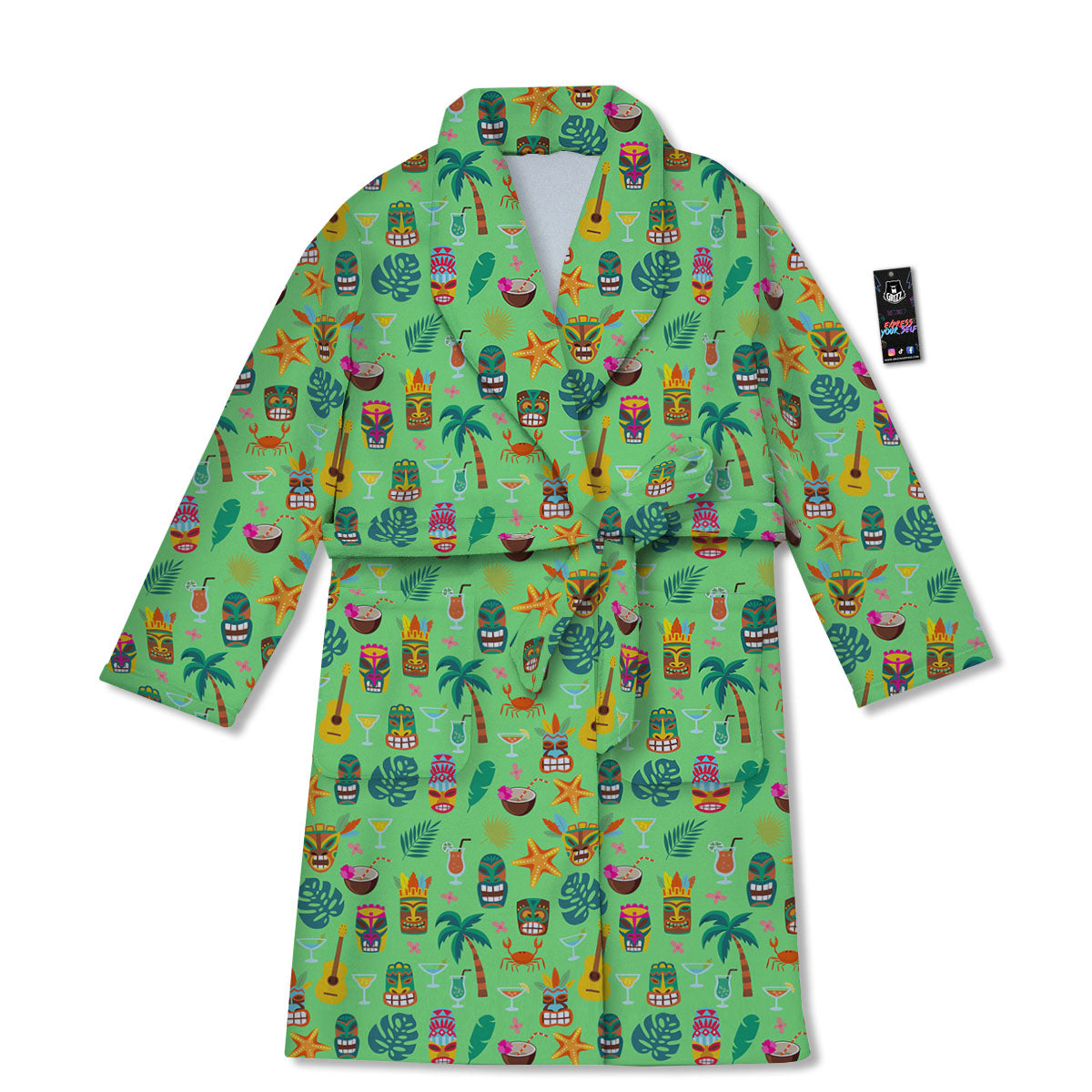Tiki Colorful Print Pattern Bathrobe-grizzshop