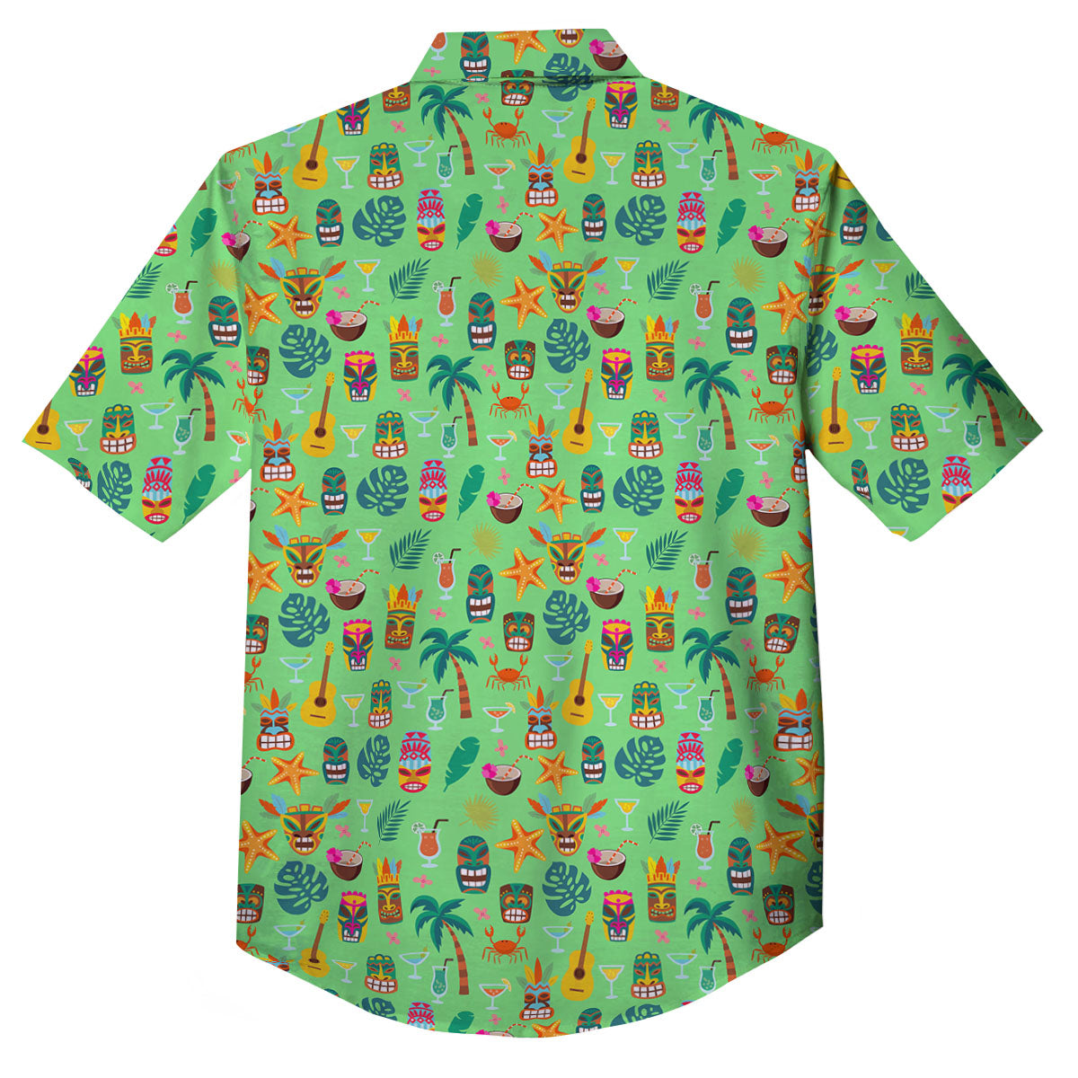 Tiki Colorful Print Pattern Button Up Shirt-grizzshop