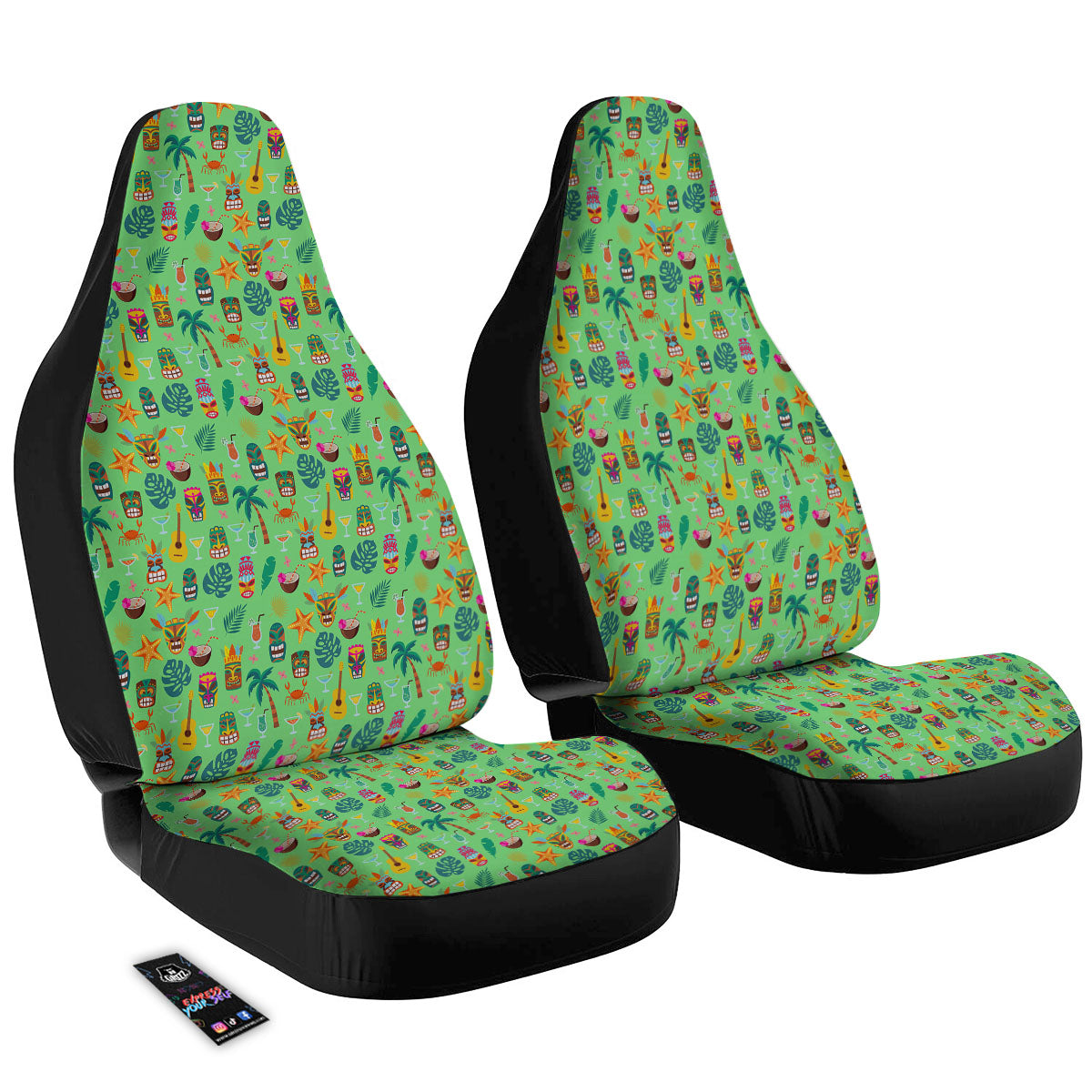Tiki Colorful Print Pattern Car Seat Covers-grizzshop