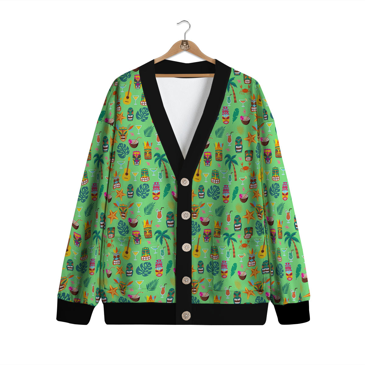 Tiki Colorful Print Pattern Cardigan-grizzshop