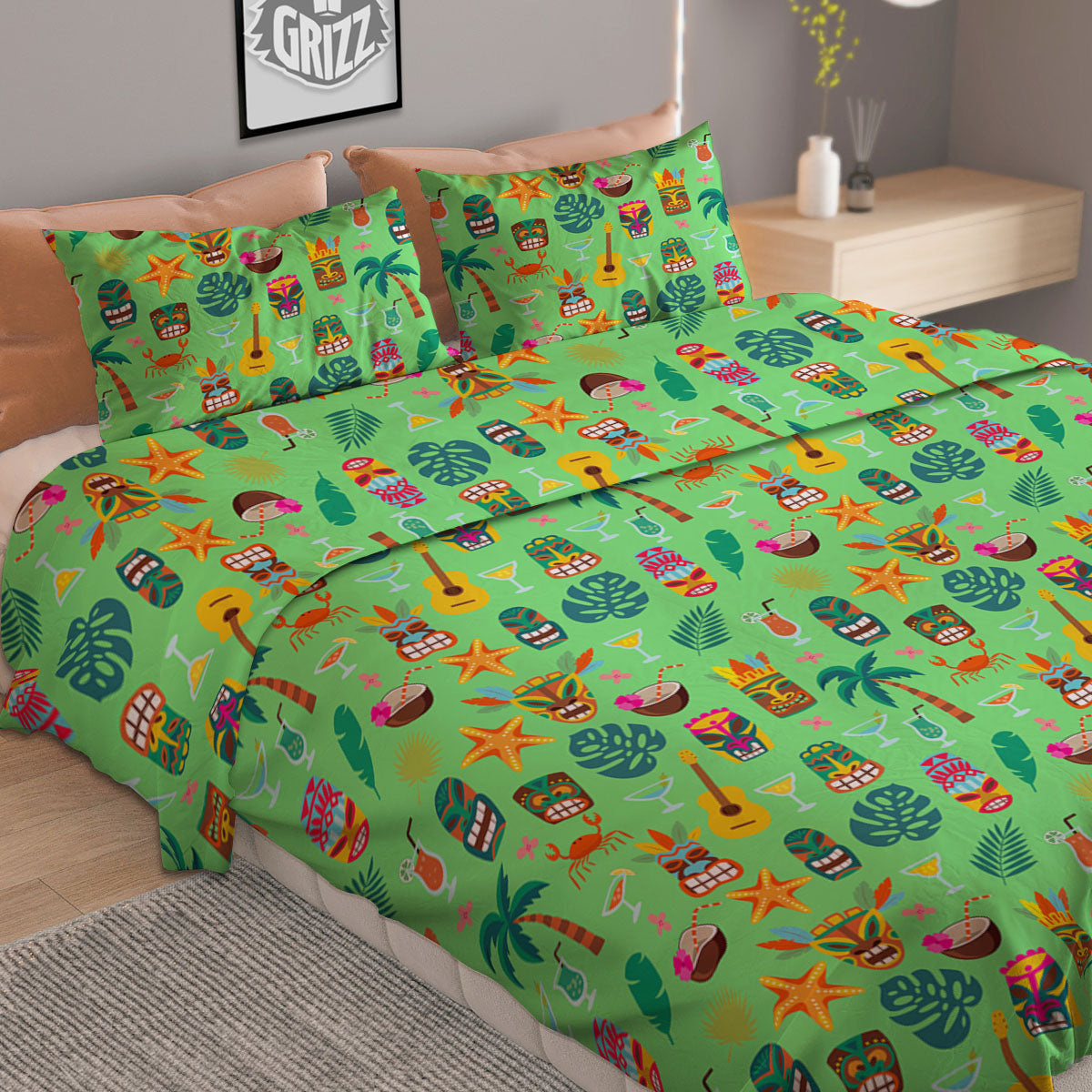 Texture Grey Marble Print Duvet Cover Bedding Set