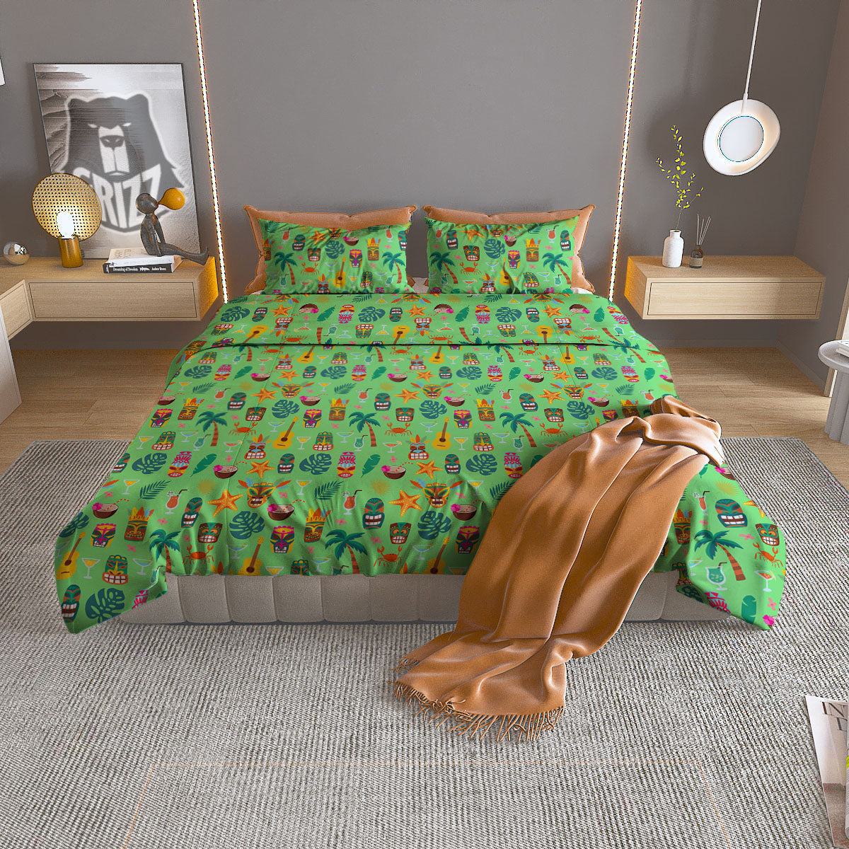 Texture Grey Marble Print Duvet Cover Bedding Set