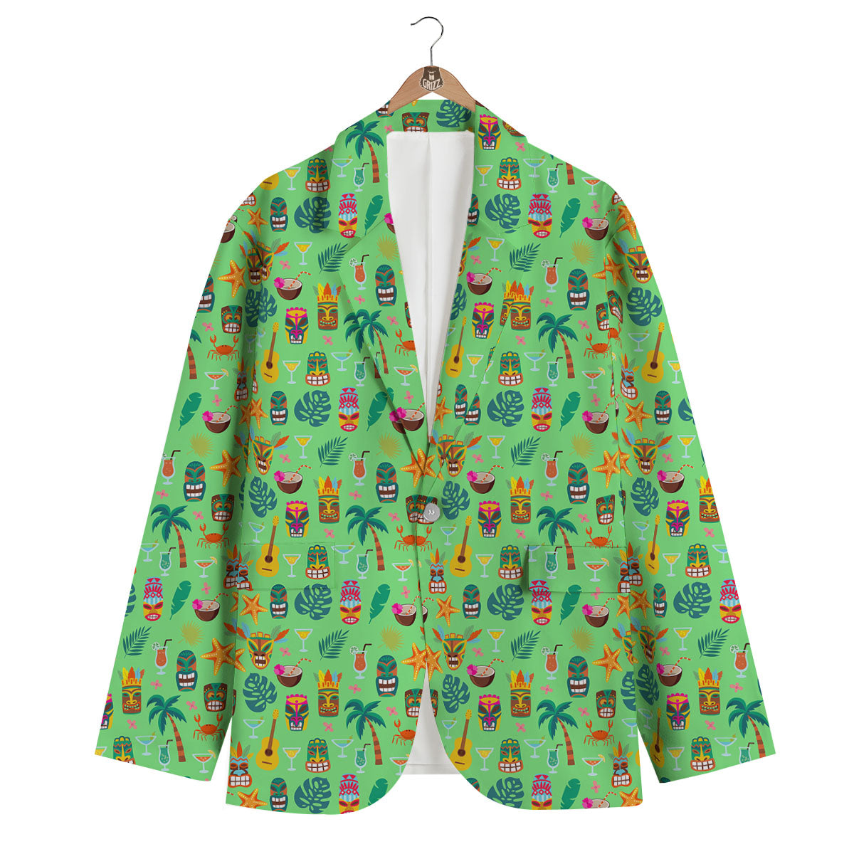 Tiki Colorful Print Pattern Men's Blazer-grizzshop