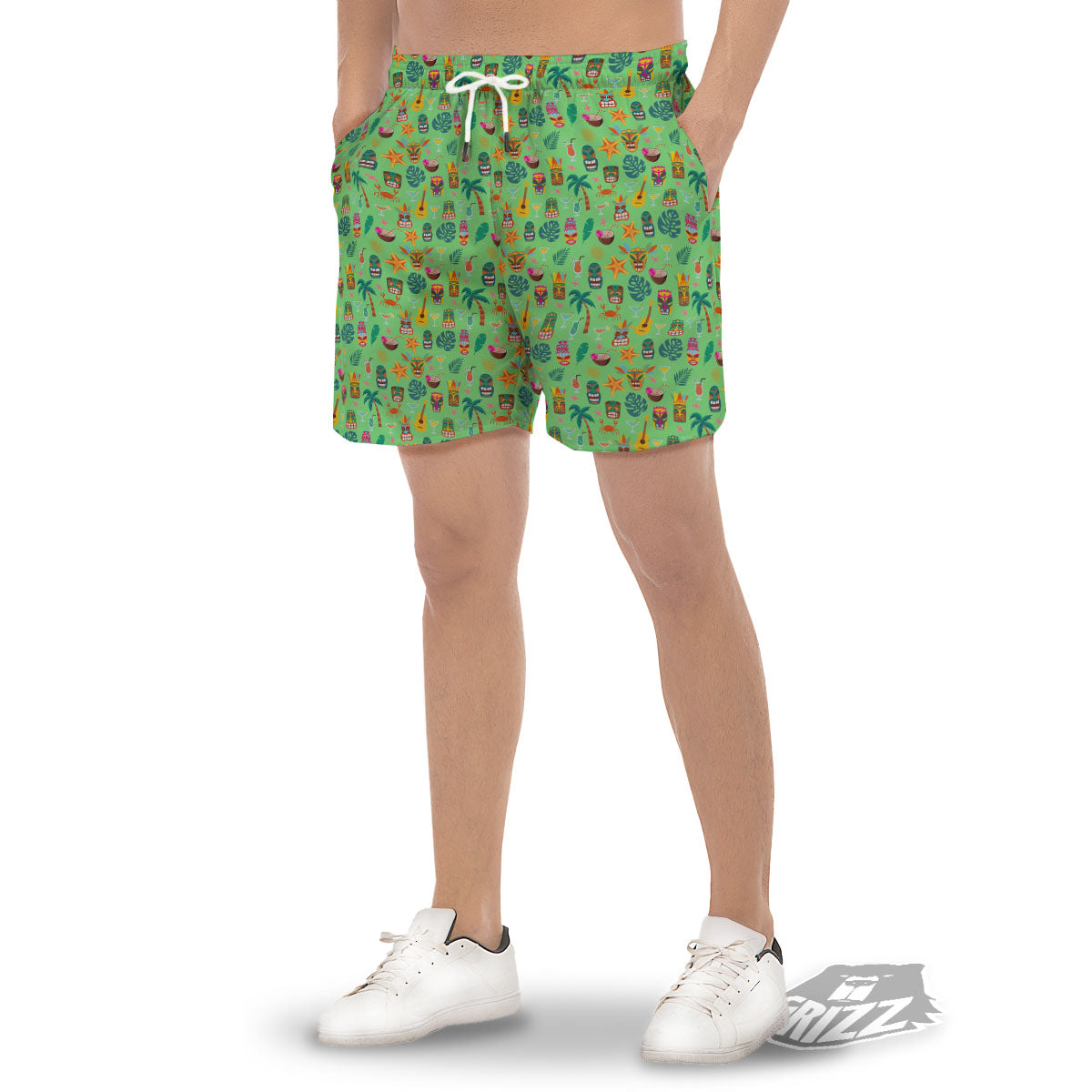 Tiki Colorful Print Pattern Men's Gym Shorts-grizzshop