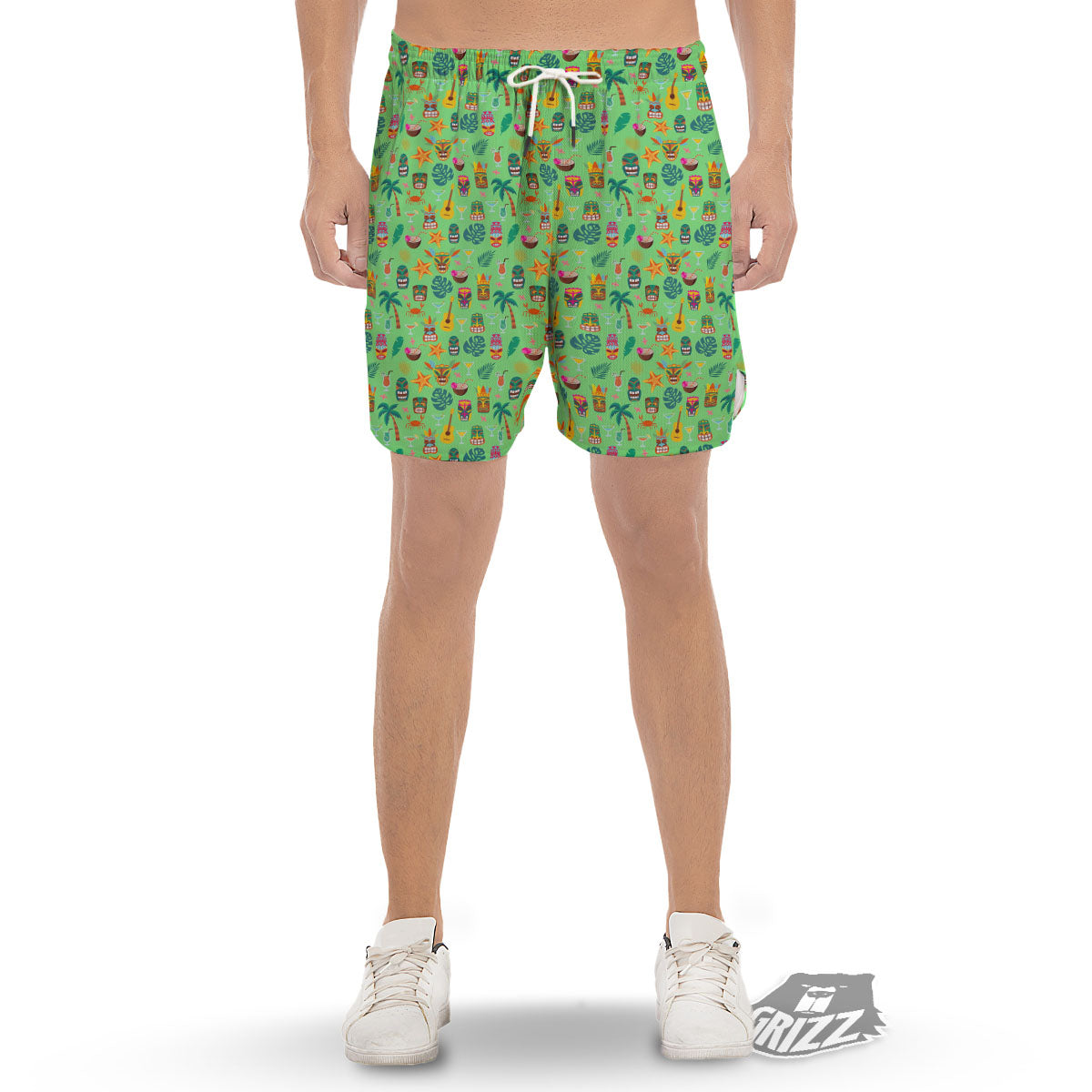 Tiki Colorful Print Pattern Men's Gym Shorts-grizzshop