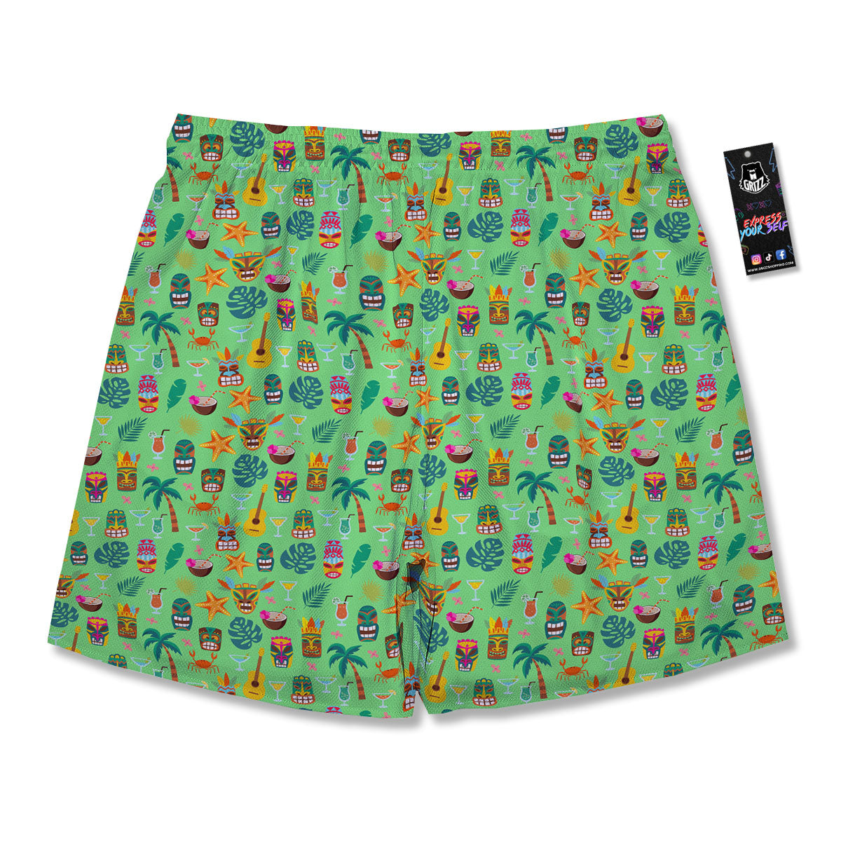 Tiki Colorful Print Pattern Men's Running Shorts-grizzshop