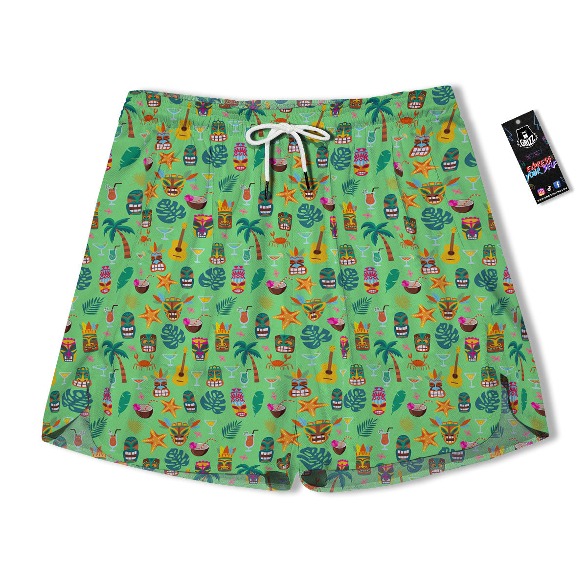 Tiki Colorful Print Pattern Men's Running Shorts-grizzshop