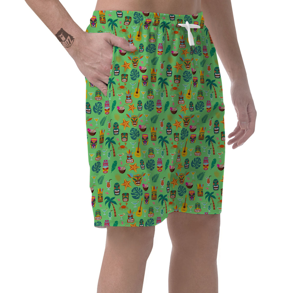 Tiki Colorful Print Pattern Men's Shorts-grizzshop
