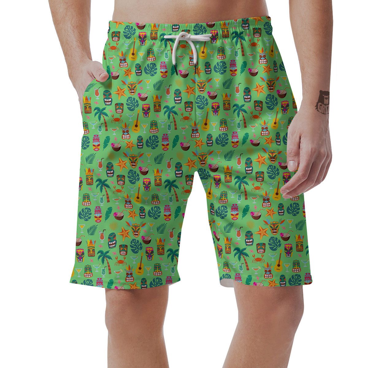Tiki Colorful Print Pattern Men's Shorts-grizzshop
