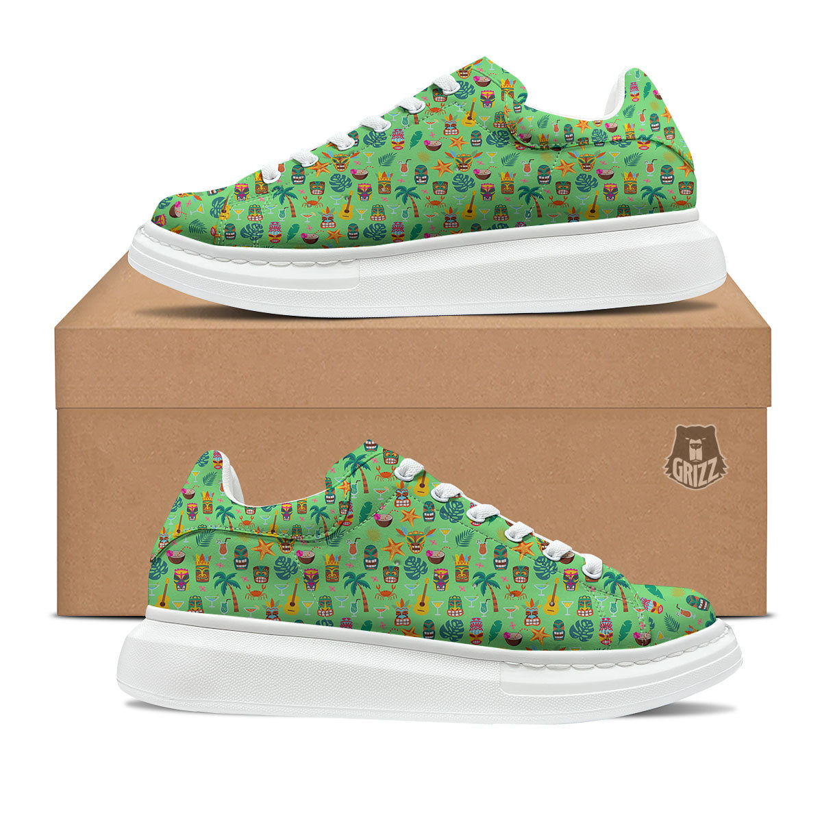 Tiki Colorful Print Pattern Platform Shoes-grizzshop
