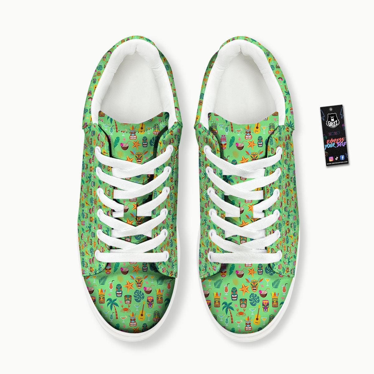 Tiki Colorful Print Pattern Platform Shoes-grizzshop