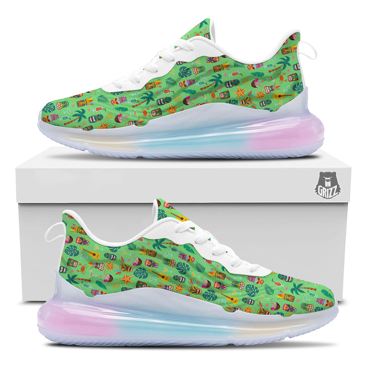 Tiki Colorful Print Pattern Running Sneakers-grizzshop