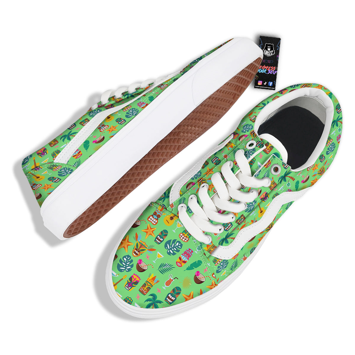 Tiki Colorful Print Pattern Skate Shoes-grizzshop