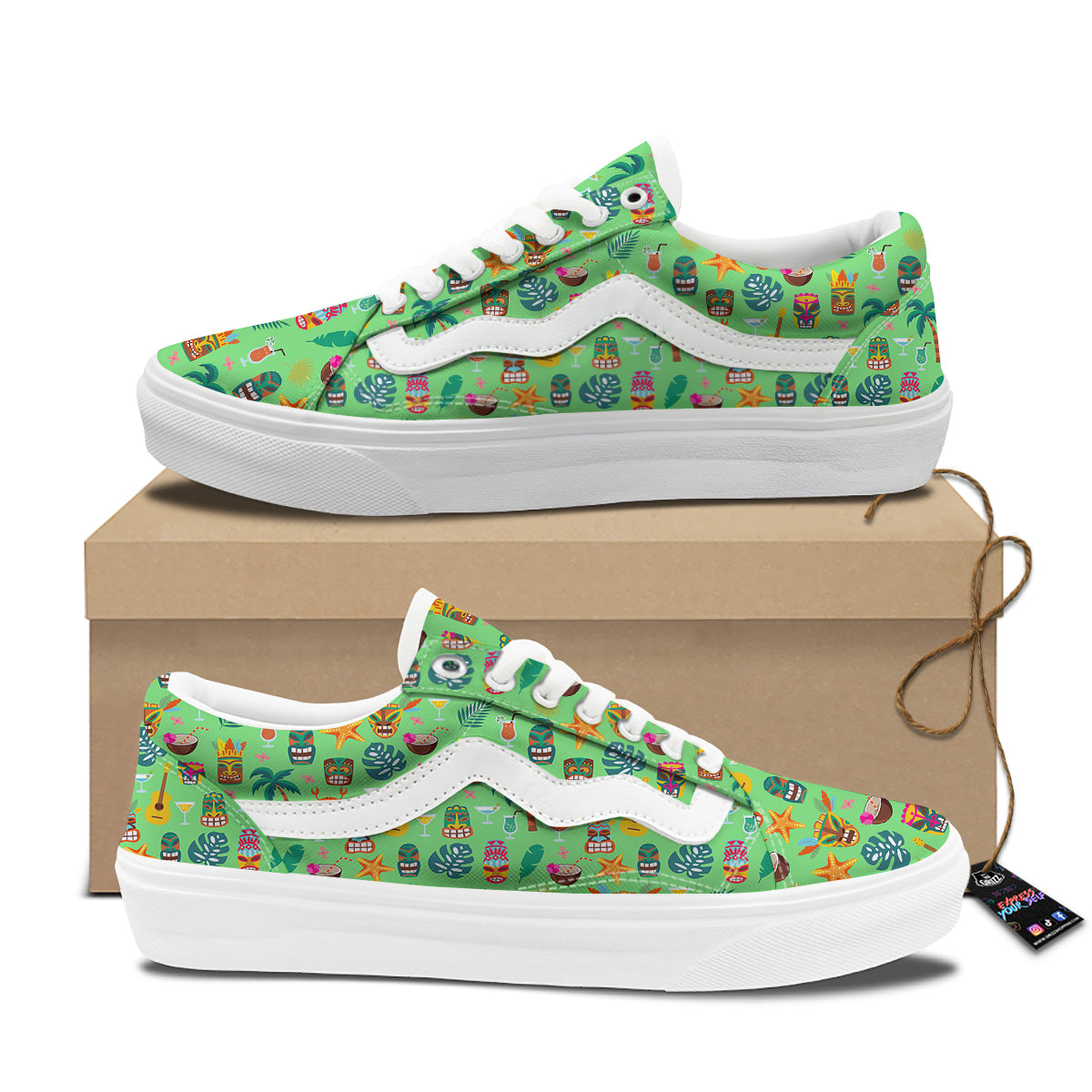 Tiki Colorful Print Pattern Skate Shoes-grizzshop