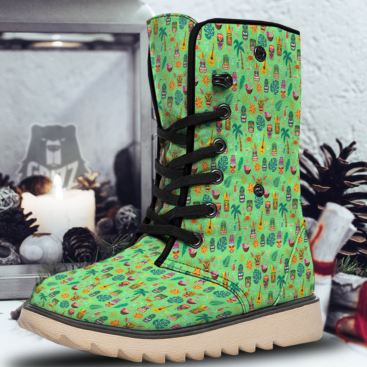 Tiki Colorful Print Pattern Snow Boots-grizzshop