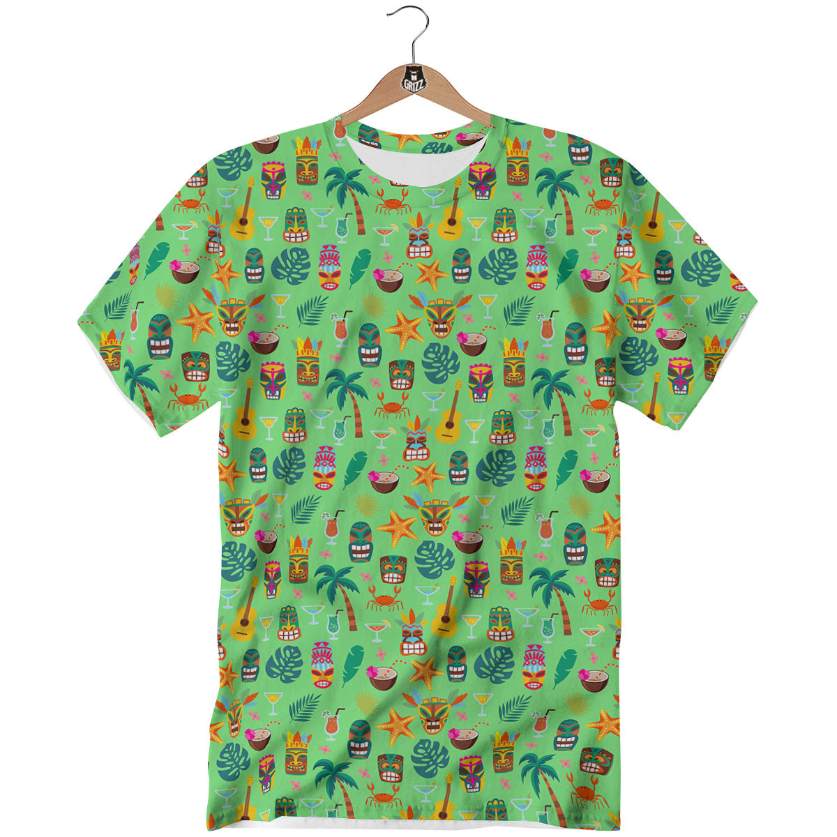 Tiki Colorful Print Pattern T-Shirt-grizzshop