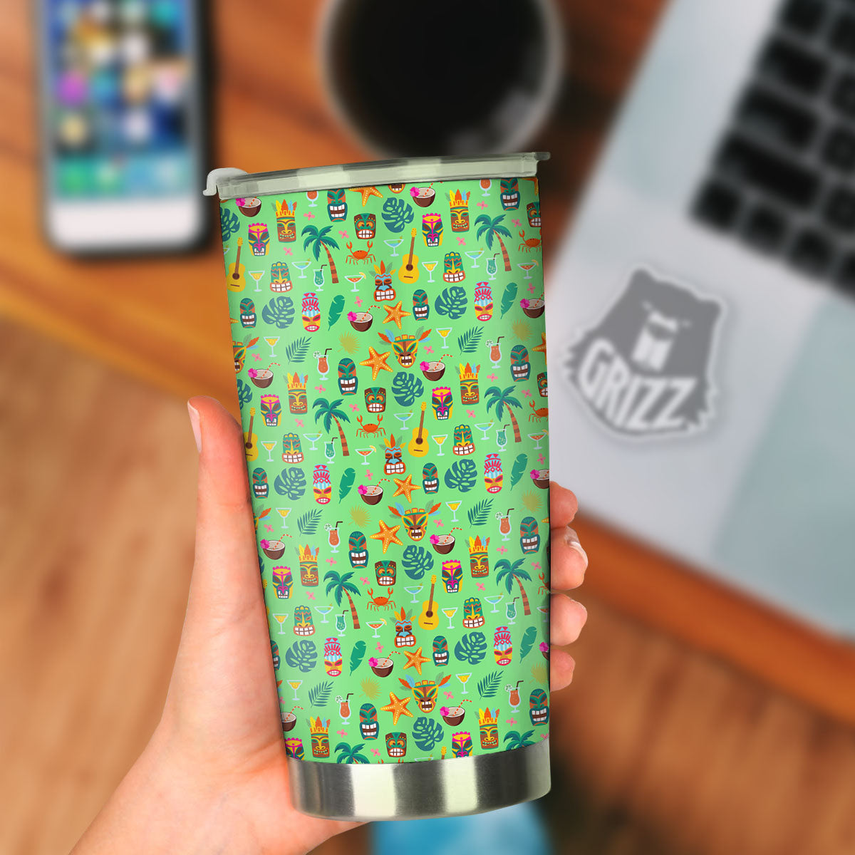 Tiki Colorful Print Pattern Tumbler-grizzshop